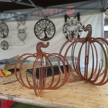 Μεταλλικό γλυπτό κολοκύθας με κέντημα, ρετρό στυλ σιδερένια τέχνη, διακοσμητικό τοίχου για κήπο και εξωτερικό, κωδικός προϊόντος w1025