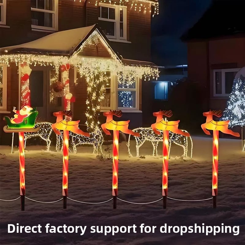 Kalėdinis lauko įstatomas apšvietimas saulės energija, IP65, 2.4V, 3000K šilta balta, veikimo laikas 12–16 val.