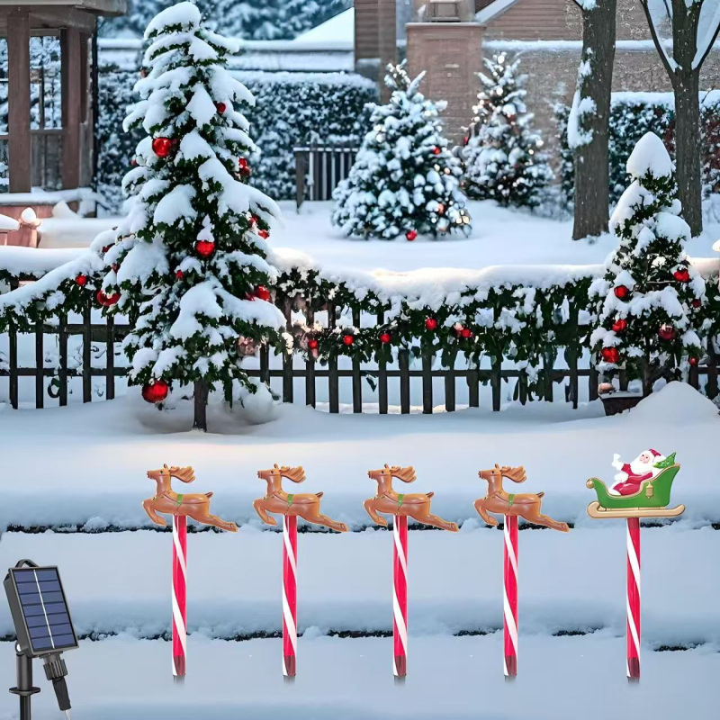 Kalėdinis lauko įstatomas apšvietimas saulės energija, IP65, 2.4V, 3000K šilta balta, veikimo laikas 12–16 val.