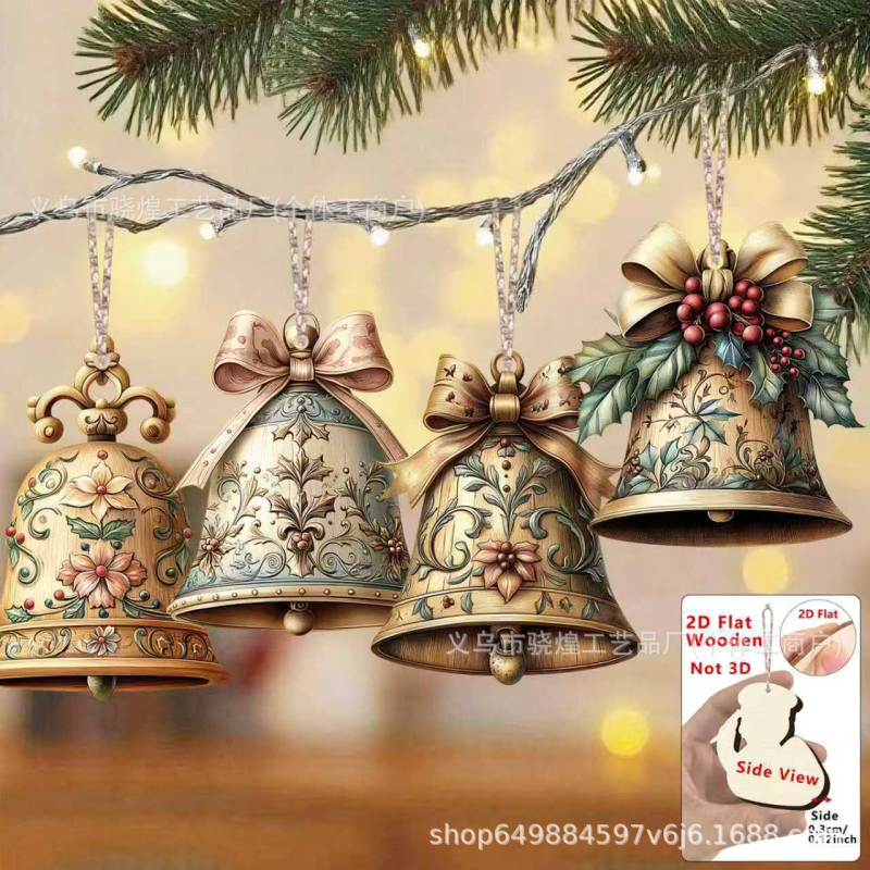 Fából készült karácsonyi harang – rajzfilmszerű stílus; kód: XH-841; Anyag: fa; Karácsony