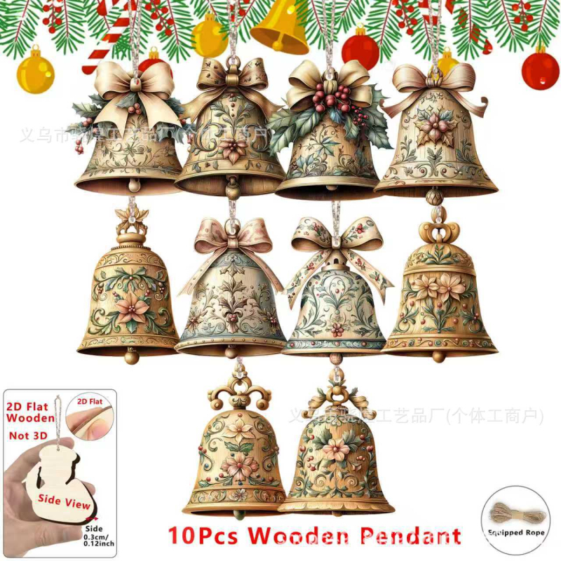 Fából készült karácsonyi harang – rajzfilmszerű stílus; kód: XH-841; Anyag: fa; Karácsony