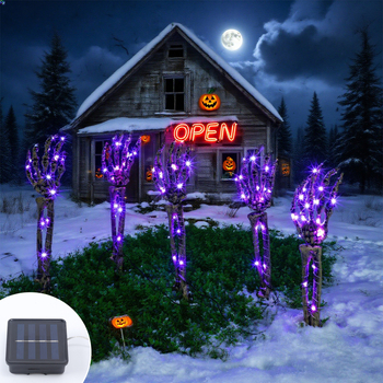 Φως LED με χέρι φάντασμα για τοποθέτηση στο έδαφος – Halloween διακόσμηση κήπου, IP55 αδιάβροχο, 8W, Τροφοδοσία: μπαταρία/USB/ηλιακή, Έλεγχος: κουμπί