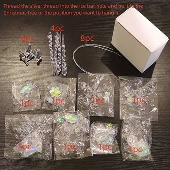 Σετ 16 τεμαχίων κρυστάλλινων χιονονιφάδων για κρέμασμα, μοντέρνο μινιμαλιστικό στυλ, συσκευασία σε χαρτονένιο κουτί, Κωδικός GJ2024518