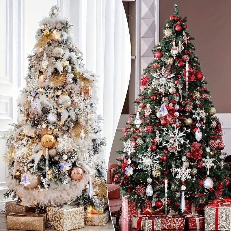 Σετ 16 τεμαχίων κρυστάλλινων χιονονιφάδων για κρέμασμα, μοντέρνο μινιμαλιστικό στυλ, συσκευασία σε χαρτονένιο κουτί, Κωδικός GJ2024518