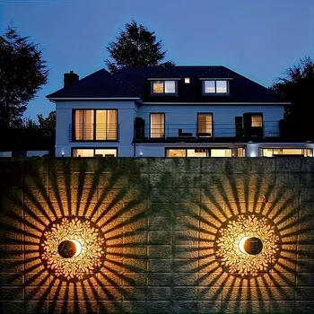 Соларна железна стенна лампа в минималистичен модерен стил за външни пространства и балкон — декор.