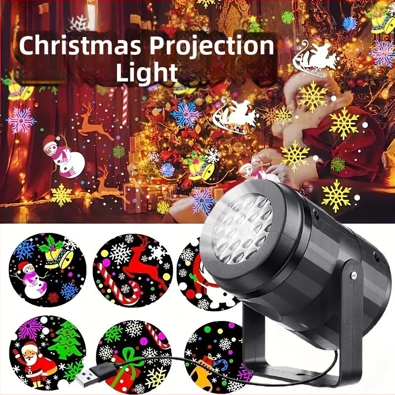 Коледна проекционна лампа за украса с въртящи се снежинки, модел W886 (860 lm, ≤36 V, 5000 ч, IP42)