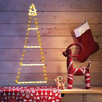 Коледна LED светлина с триъгълна стълба за украса на елха, IP44, 10000 lm, 3000K, батерийна кутия