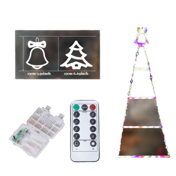 Коледна LED светлина с триъгълна стълба за украса на елха, IP44, 10000 lm, 3000K, батерийна кутия