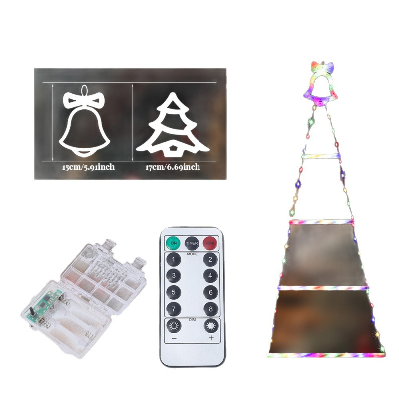 Χριστουγεννιάτικο LED φως με τριγωνική σκάλα για διακόσμηση δέντρου, IP44, 10000 lm, 3000K, θήκη μπαταρίας