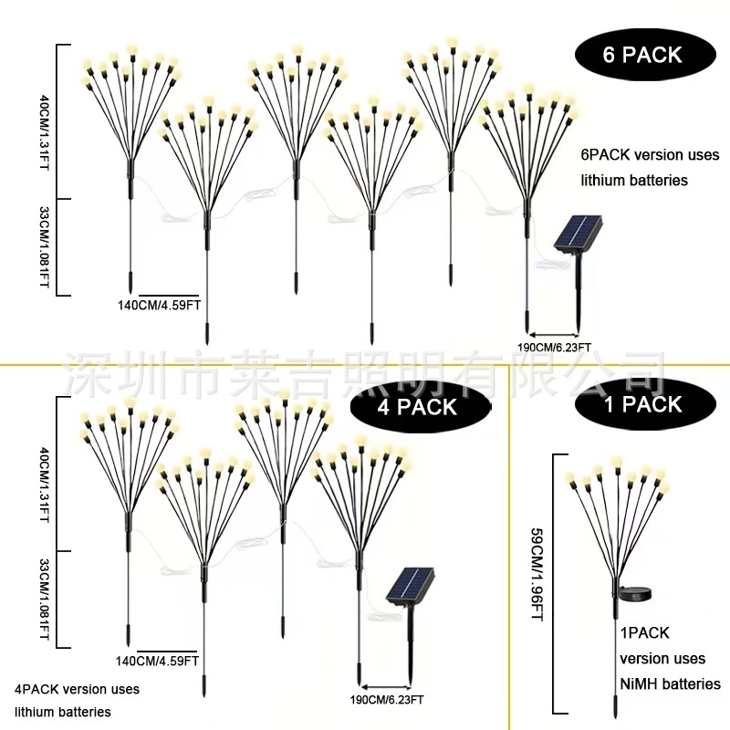 Соларна светодиодна лампа‑светулка CS-8056, IP55, 1W, 6–12 ч работа, мултиглавна конструкция (1–4/1–6 лампи)