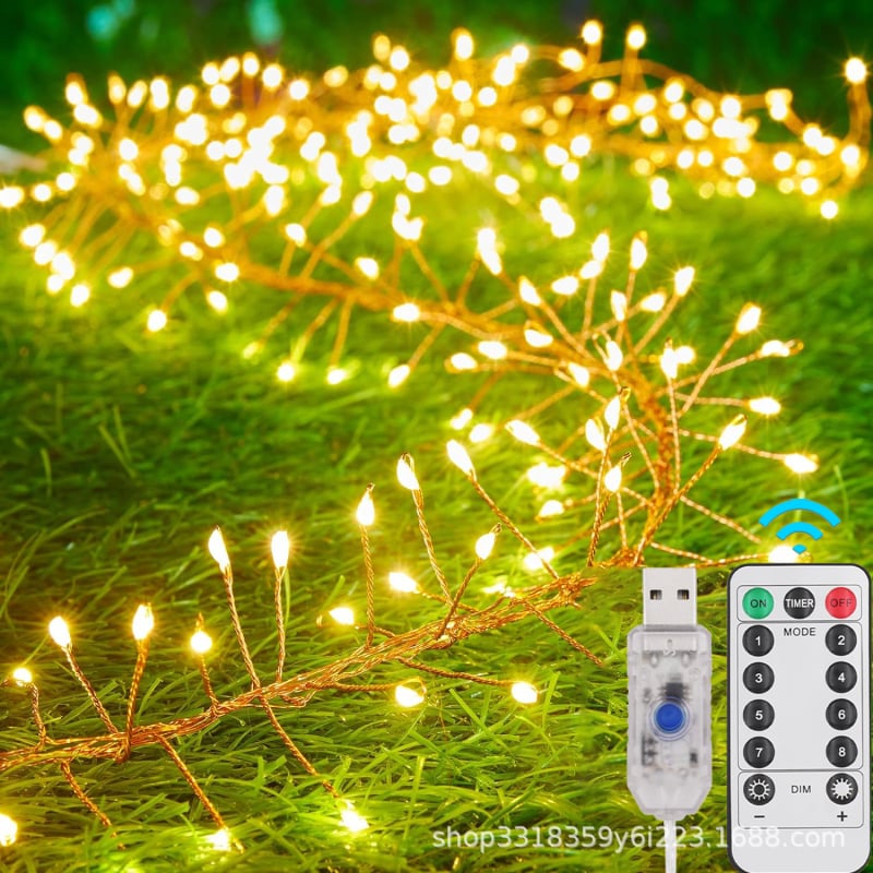 Сватбена LED светлинна нишка от медна тел, сърцевидна форма, USB захранване, дистанционно управление, 5V, IP44, 50–200 светодиода