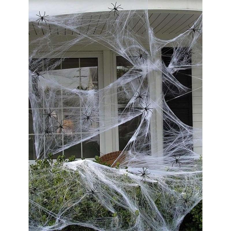 Σετ διακόσμησης ιστών αράχνης για Χάλογουιν — 10 τεμάχια, τεχνητός ιστός για διακόσμηση χώρου