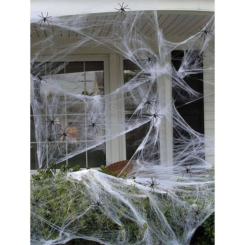 Σετ διακόσμησης ιστών αράχνης για Χάλογουιν — 10 τεμάχια, τεχνητός ιστός για διακόσμηση χώρου