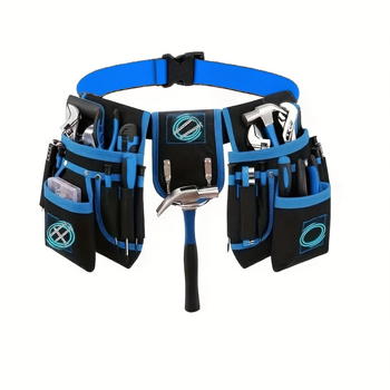 Ζώνη εργαλείων για ηλεκτροτεχνίτες – Πολυλειτουργική, έτοιμη προς χρήση, αντιολισθητικές σιλικόονιες κουκίδες, ύφασμα denim