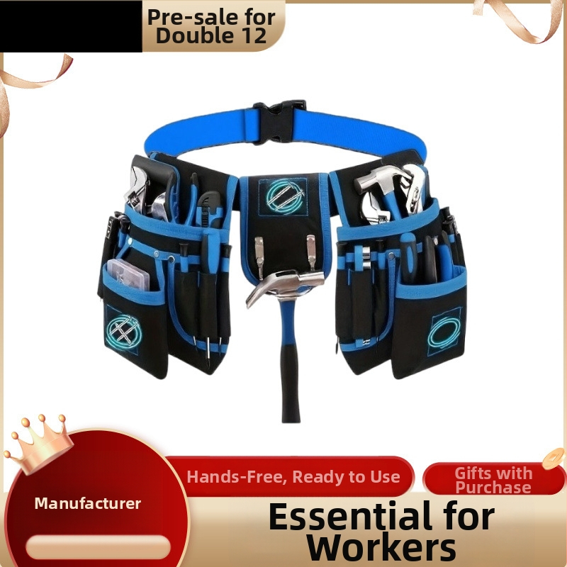 Įrankių diržo krepšys – daugiafunkcinis, paruoštas naudoti, neslystančios silikoninės taškai, denim audinys