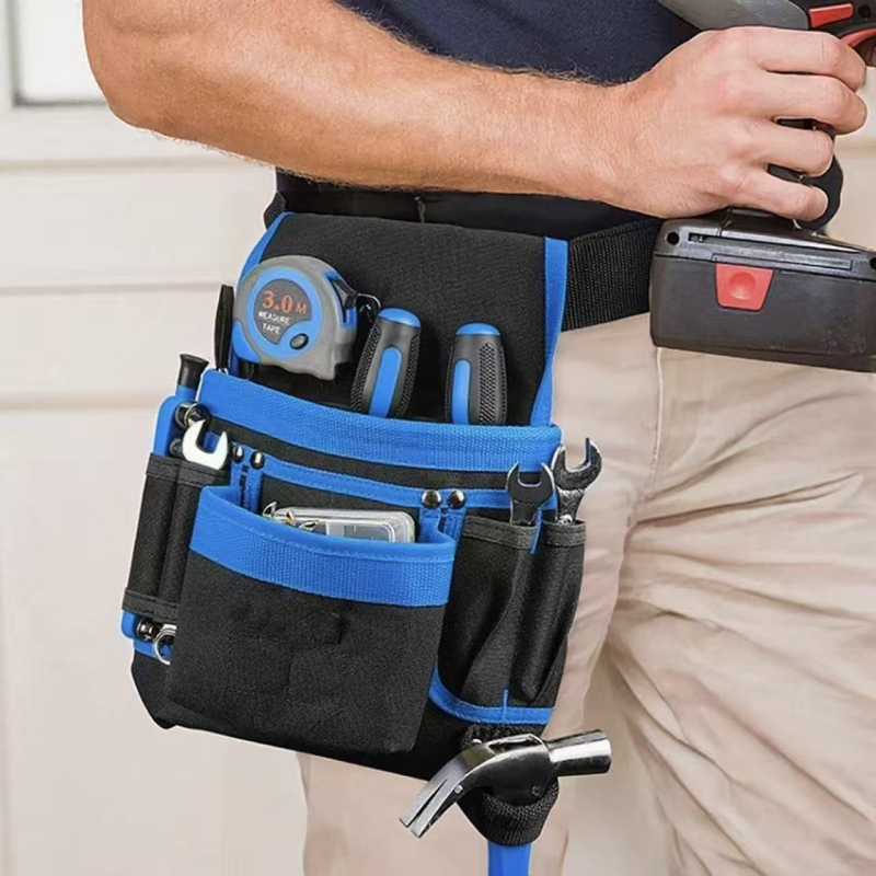 Įrankių diržo krepšys – daugiafunkcinis, paruoštas naudoti, neslystančios silikoninės taškai, denim audinys