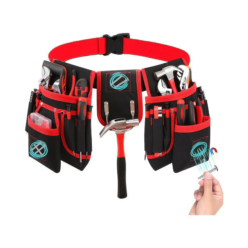 Įrankių diržo krepšys – daugiafunkcinis, paruoštas naudoti, neslystančios silikoninės taškai, denim audinys