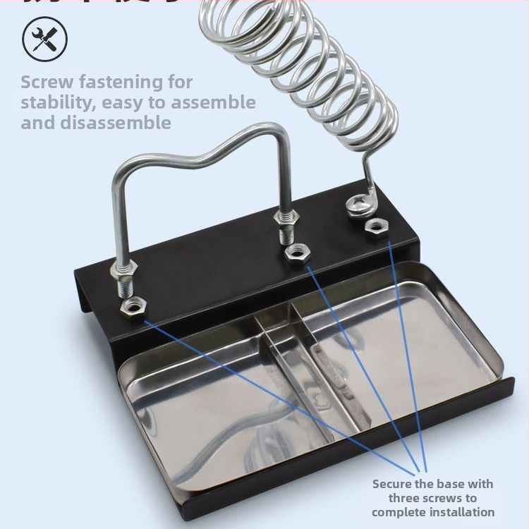 Паячна стойка за паялник, двойна мрежа, многофункционална, изработена от дъб