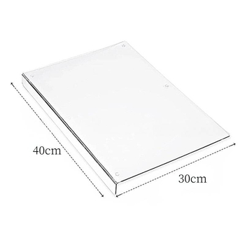 Skaidri akrilinė pjaustymo lenta – šiuolaikinio minimalistinio stiliaus, skirta duonai, vaisiams ir daržovėms, virtuvės darbo paviršiui