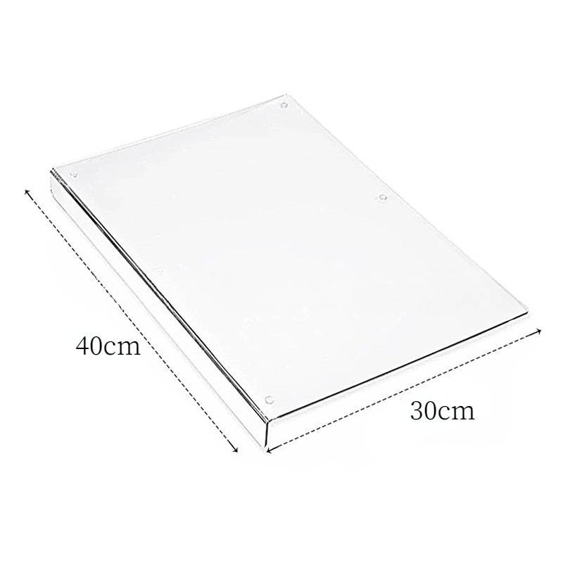 Skaidri akrilinė pjaustymo lenta – šiuolaikinio minimalistinio stiliaus, skirta duonai, vaisiams ir daržovėms, virtuvės darbo paviršiui