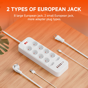 Europska standardna utičnica s 10 rupa, USB priključkom, kabelom od 1,8 m, AC100-250V