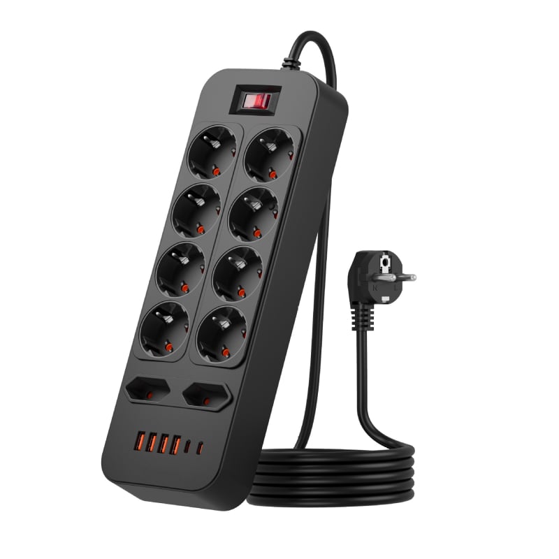 Europska standardna utičnica s 10 rupa, USB priključkom, kabelom od 1,8 m, AC100-250V