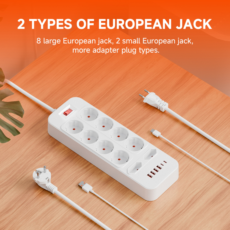 Europska standardna utičnica s 10 rupa, USB priključkom, kabelom od 1,8 m, AC100-250V