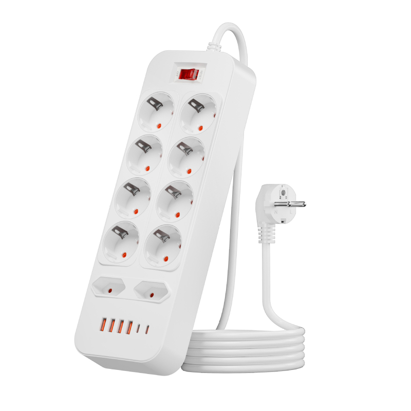 Europska standardna utičnica s 10 rupa, USB priključkom, kabelom od 1,8 m, AC100-250V