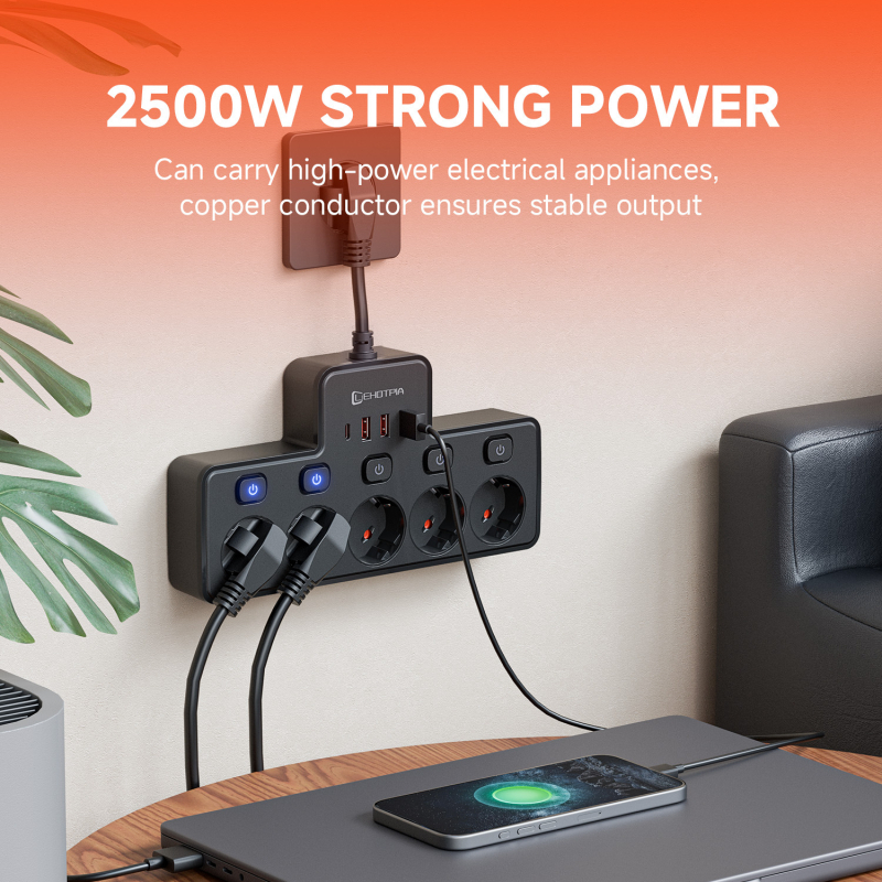 Kaidi Xin Europska standardna utičnica, 10A, AC110-250V, Bakreni Vodiči, PC Kućište