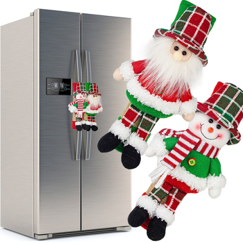 Karácsonyi hűtőszekrény-huzat Mikulással és hóemberrel, aranyos babafigurás otthoni dekoráció (Cikkszám: 25020; Anyag: Poliészter; Márka: Qianhong Gifts; Stílus: Európai; Karácsonyra)