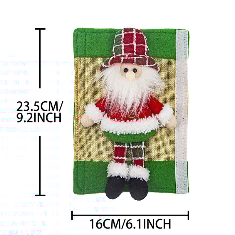 Karácsonyi hűtőszekrény-huzat Mikulással és hóemberrel, aranyos babafigurás otthoni dekoráció (Cikkszám: 25020; Anyag: Poliészter; Márka: Qianhong Gifts; Stílus: Európai; Karácsonyra)