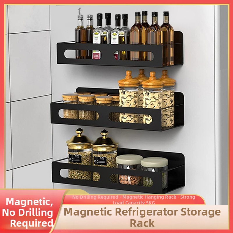 Μαγνητική πλευρική ραφιέρα ψυγείου – κατασκευή από ανθρακούχο ατσάλι, φορητή αποθήκευση με αποστράγγιση, διατηρεί τα τρόφιμα φρέσκα