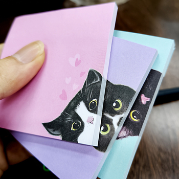 Αυτοκόλλητες σημειώσεις, σετ 150 φύλλα, εξαιρετικά κολλώδεις, μοτίβο γάτας