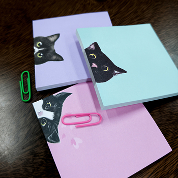 Αυτοκόλλητες σημειώσεις, σετ 150 φύλλα, εξαιρετικά κολλώδεις, μοτίβο γάτας