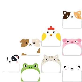 MYWAY Αυτοκόλλητο σημειωματάριο με χαριτωμένα ζωάκια, 30 σελίδες, ισχυρή κόλλα