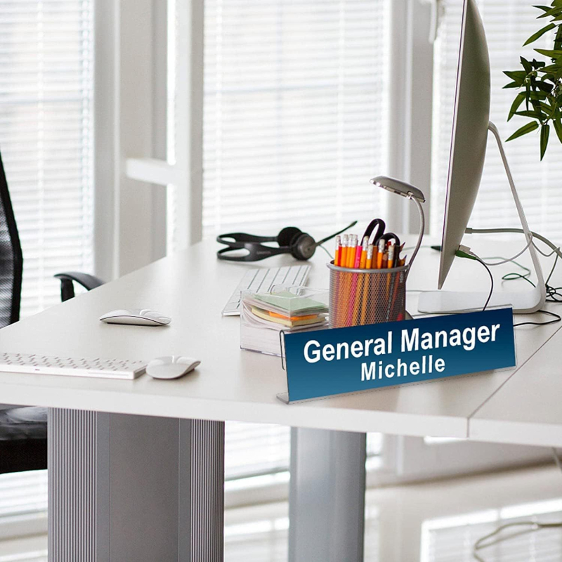 Акрилен L-образен държач за табелки с имена, персонализиран за офис/бизнес/супермаркет/училище, марка Zhentuo