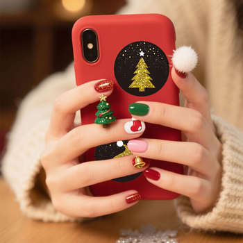 Κύκλικος μαύρος χριστουγεννιάτικος αυτοκόλλητος για συσκευασία δώρων, έγχρωμη εκτύπωση, κόλλα θερμής τήξης, υλικό κόλλας λέιζερ που δεν στεγνώνει, αντοχή 65°C, δυνατότητα προσαρμογής