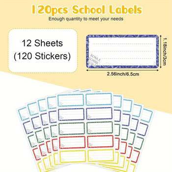 Rokas rakstītas vārdu etiķetes, pašlīmējošas, ūdensizturīgas, taisnstūrveida, 120 gab.