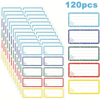 Rokas rakstītas vārdu etiķetes, pašlīmējošas, ūdensizturīgas, taisnstūrveida, 120 gab.