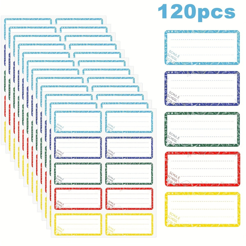 Rokas rakstītas vārdu etiķetes, pašlīmējošas, ūdensizturīgas, taisnstūrveida, 120 gab.