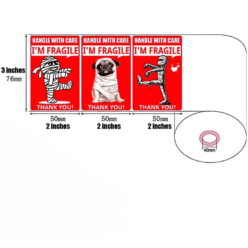 Αυτοκόλλητα φύλλα ευαίσθητα με μοτίβο σκύλου-μουμί, προσαρμόσιμο Copperplate χαρτί, Εκτύπωση υψηλής ευκρίνειας, 500 φύλλα