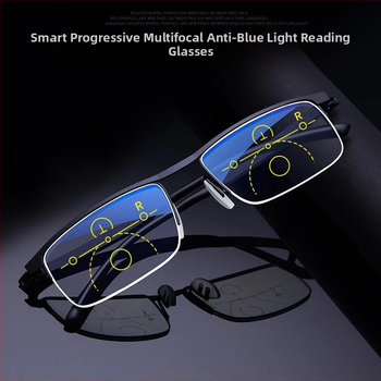 Γυαλιά ανάγνωσης με φακούς ρητίνης, μεταλλικό ημί-πλαίσιο, τετράγωνο σχέδιο