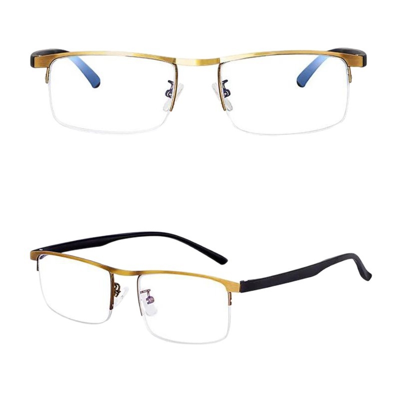 Γυαλιά ανάγνωσης με φακούς ρητίνης, μεταλλικό ημί-πλαίσιο, τετράγωνο σχέδιο