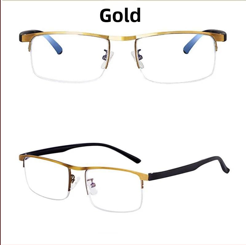 Γυαλιά ανάγνωσης με φακούς ρητίνης, μεταλλικό ημί-πλαίσιο, τετράγωνο σχέδιο