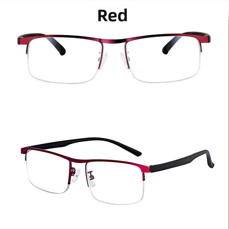 Γυαλιά ανάγνωσης με φακούς ρητίνης, μεταλλικό ημί-πλαίσιο, τετράγωνο σχέδιο