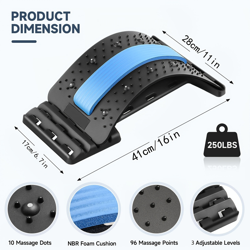 Μασάζ και διάταση πλάτης, πολυεπίπεδος ρυθμιζόμενος σχεδιασμός, 6-επίπεδη κατασκευή, χωρίς εγκατάσταση, φορητό για ταξίδια