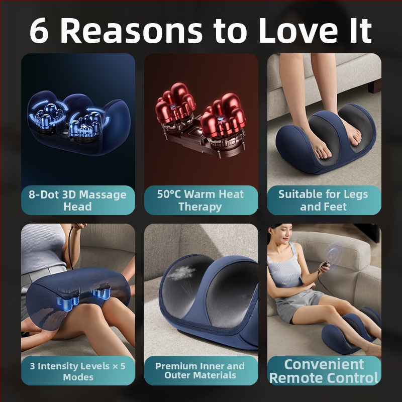 Домашен масажор за прасци и крак, автоматично месене, полуобграждащ масажор за крака, устройство за красота на краката, масаж за мускули