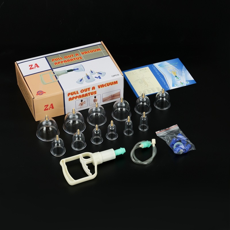 Kangzhen cupping-készülék, 12 kúp, műanyag test, egészségügyi masszázshoz
