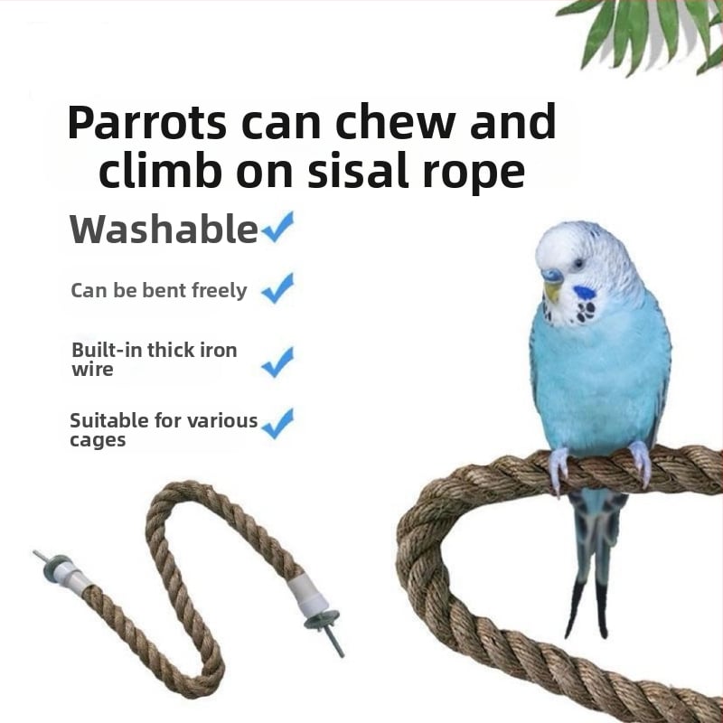 Παιχνίδι για πουλιά με σκοινί ιούτα για ανάβαση και βεντούζα, για ενήλικα πουλιά, αξεσουάρ κλουβιού