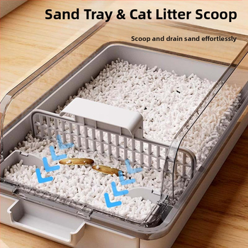 Κουτί άμμου γάτας, αντι-εκτόξευση, ημι-κλειστό σχέδιο, αποσμητικό PVC υλικό | Κωδικός F99T96TJ66MS57